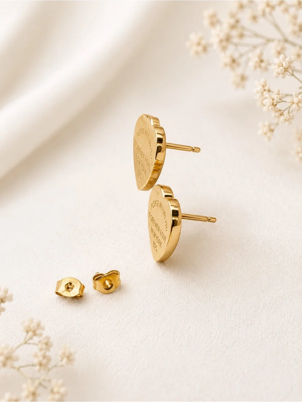 Forever love steel Gold Heart Earrings 316L steel